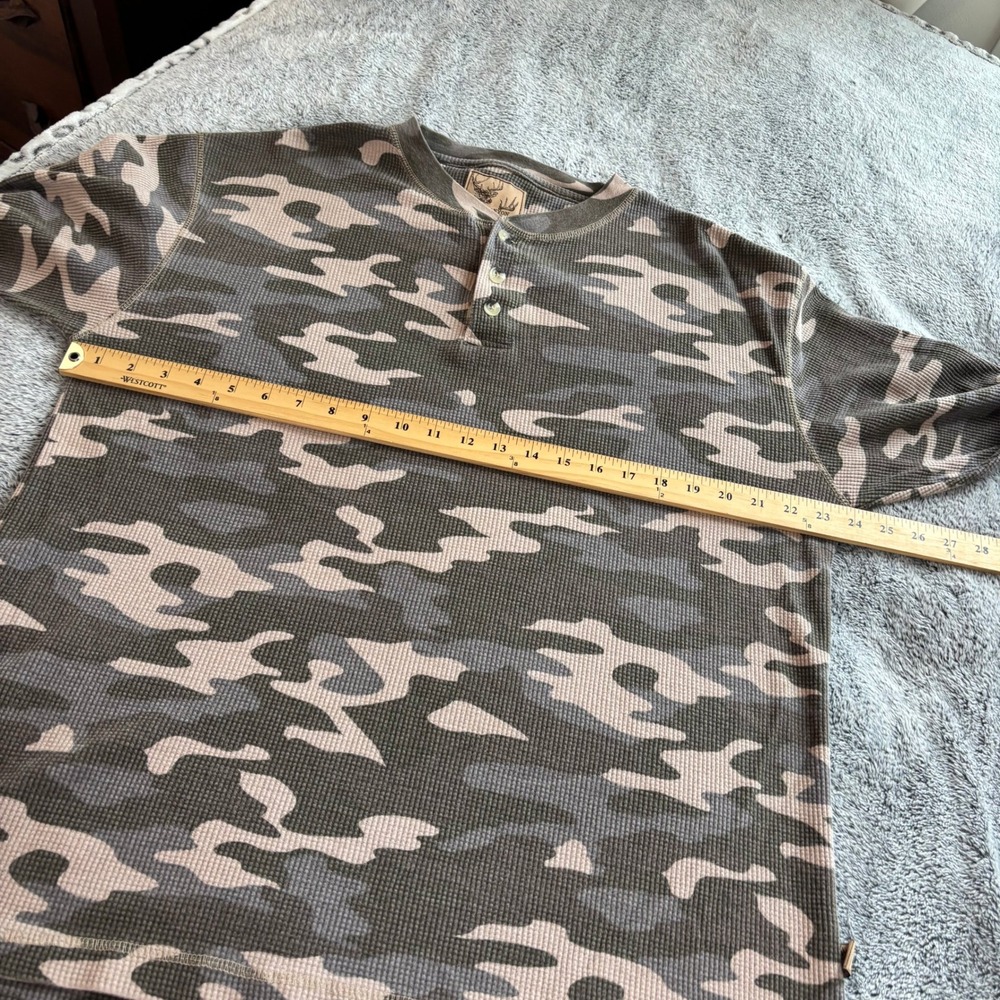 Canyon Trail Men XL Henley Shirt Green Camo Waffle Knit Thermal Outdoor 19787 - Picture 9 of 11